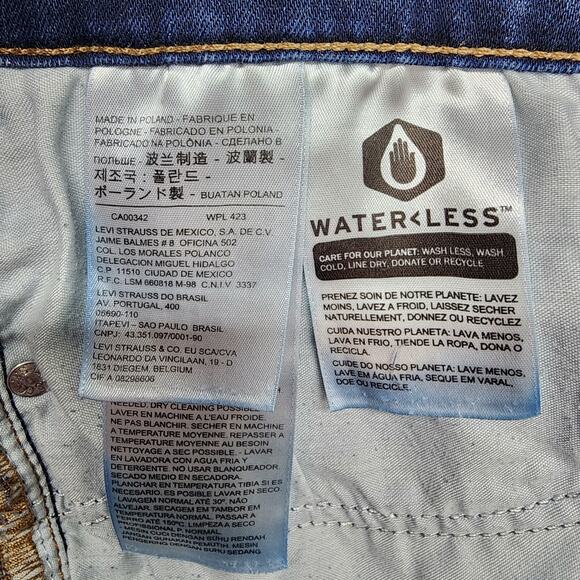 Levis 715 Bootcut Jeans Women 33x29 Dark Wash Stretch Denim Flare Mid Rise Big E - Picture 7 of 12